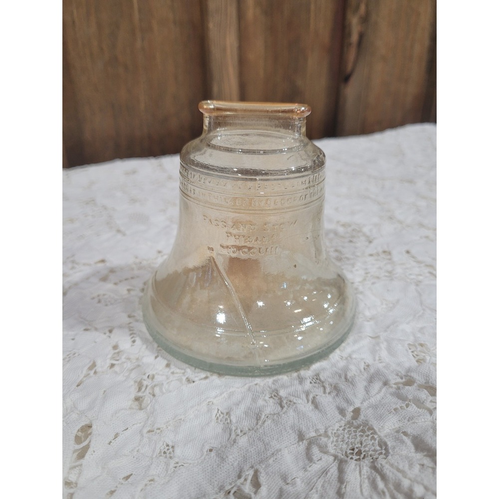 Vintage Bicentennial Textured Liberty Bell Glass Piggy Bank 1976 Anchor Hocking
